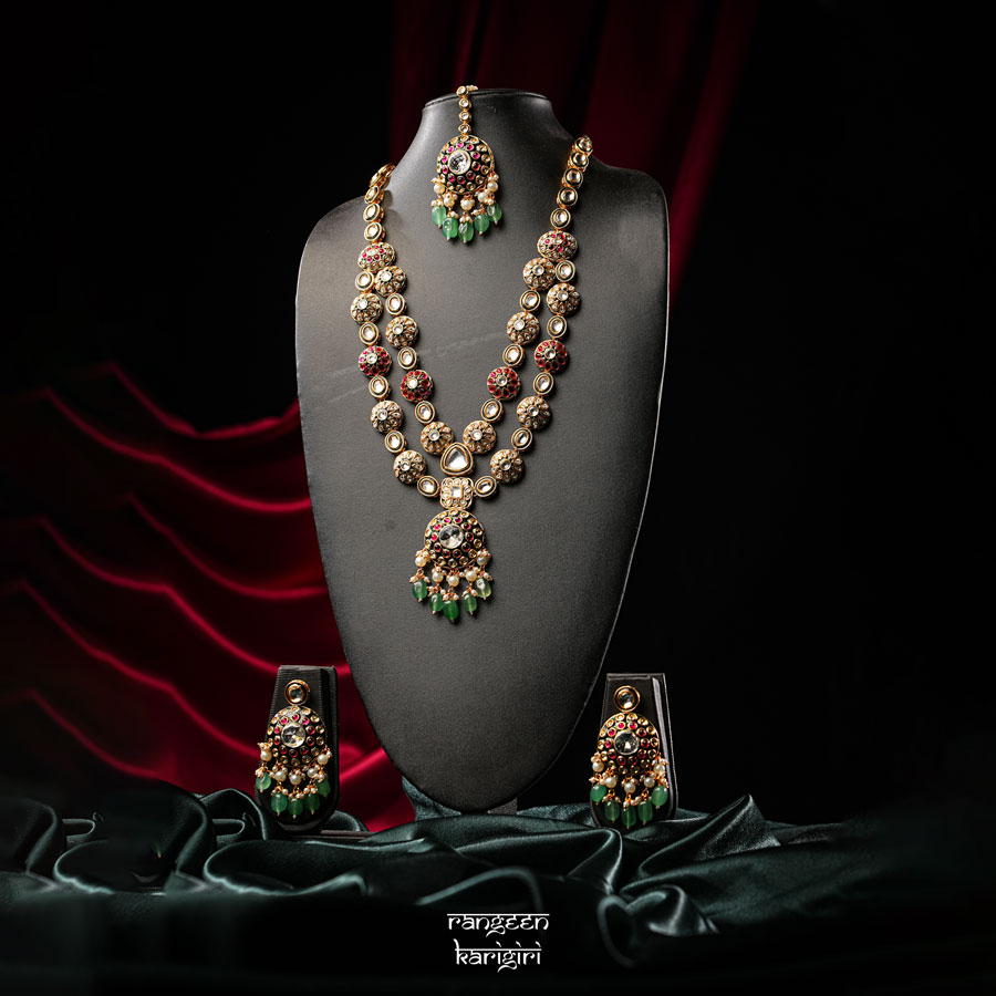 Maharani Meera Long Kundan Necklace Set NK-01, Women Necklace Set