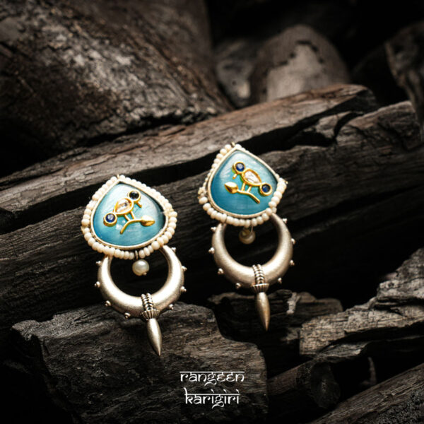 Bird Engraved Oxidised Earrings OE-02B, Women Oxidised Earrings