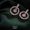 Circle Teardrop American Diamond Earrings AE-22W, Women American Diamond Earrings