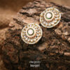 Circular Kundan Stud Earrings KE-03LP, Women Kundan Earrings
