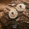 Circular Kundan Stud Earrings KE-03PU, Women Kundan Earrings