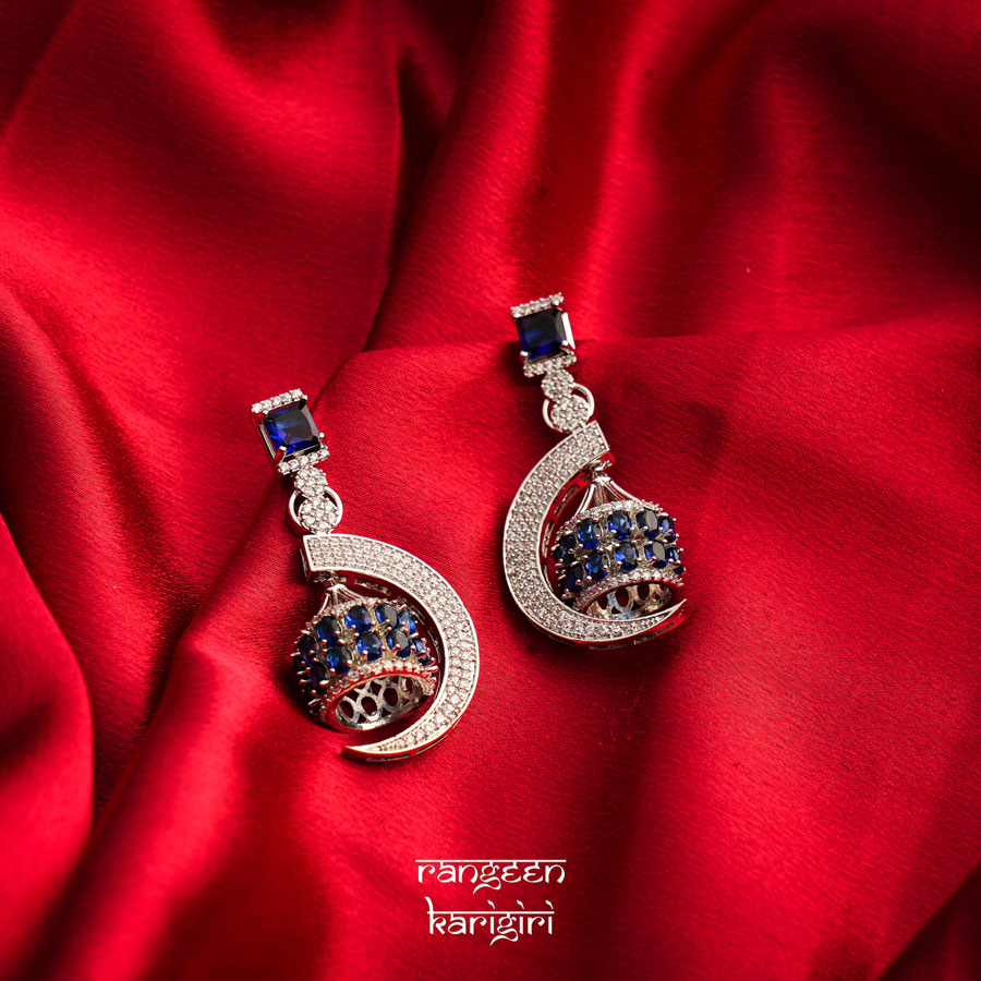 Crescent Shape American Diamond Earrings AE-08 Crescent Shape American Diamond Earrings AE-08, Women American Diamond Earrings