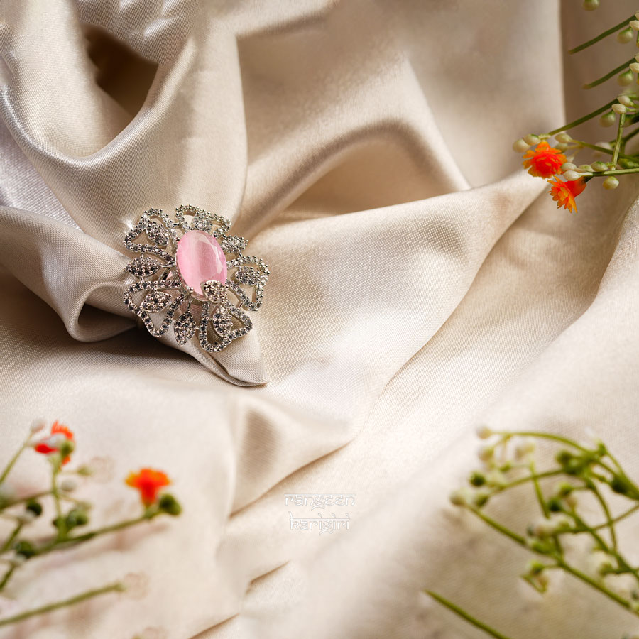 Crystal Fern American Diamond Ring RAD-05P, Women american diamond ring