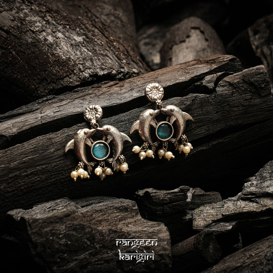 Dolphin Oxidised Earrings OE-11B Dolphin Oxidised Earrings OE-11B, Women Oxidised Earrings