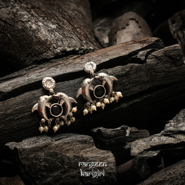 Dolphin Oxidised Earrings OE-11BL, Women Oxidised Earrings