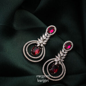 Double Circle American Diamond Earrings