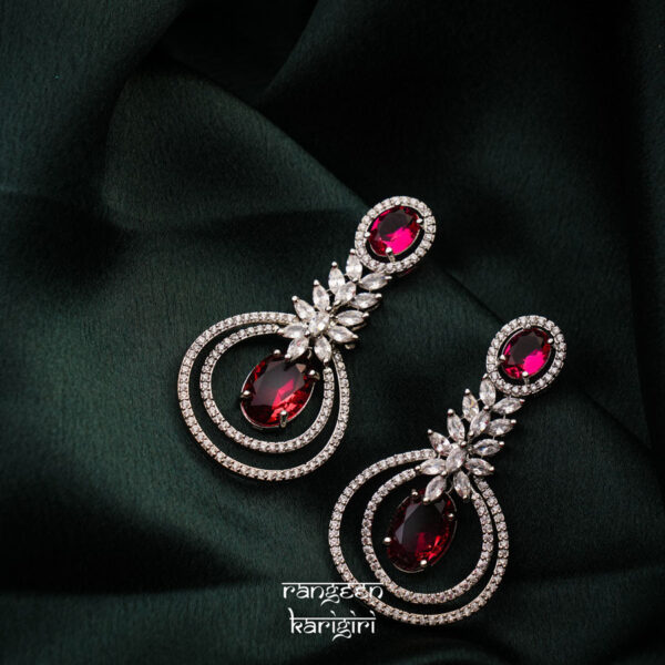 Double Circle American Diamond Earrings