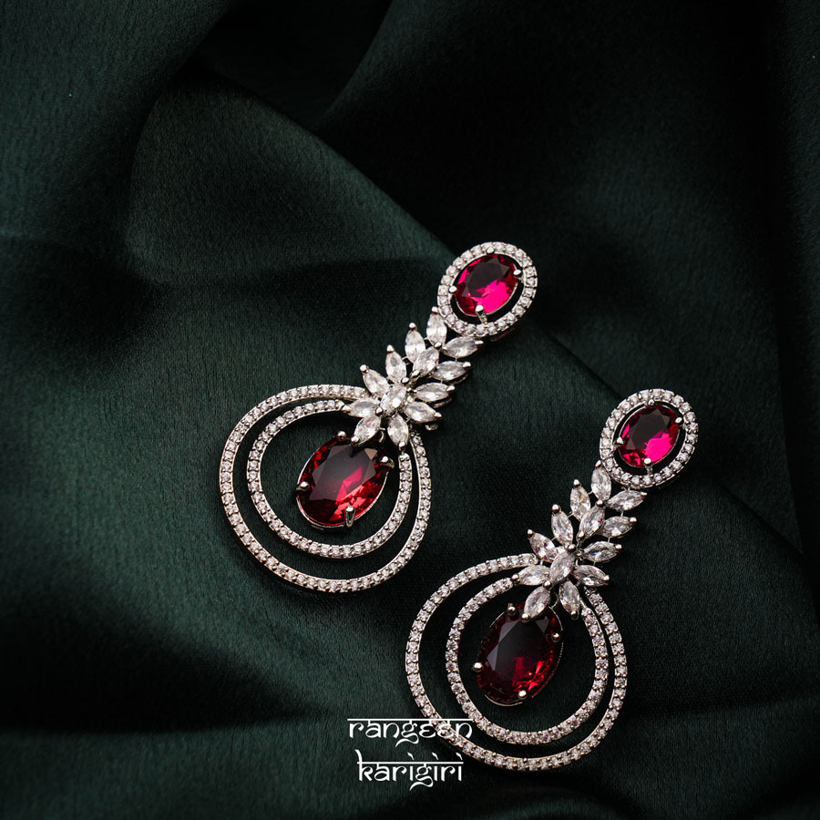 Double Circle American Diamond Earrings AE-03RU Double Circle American Diamond Earrings