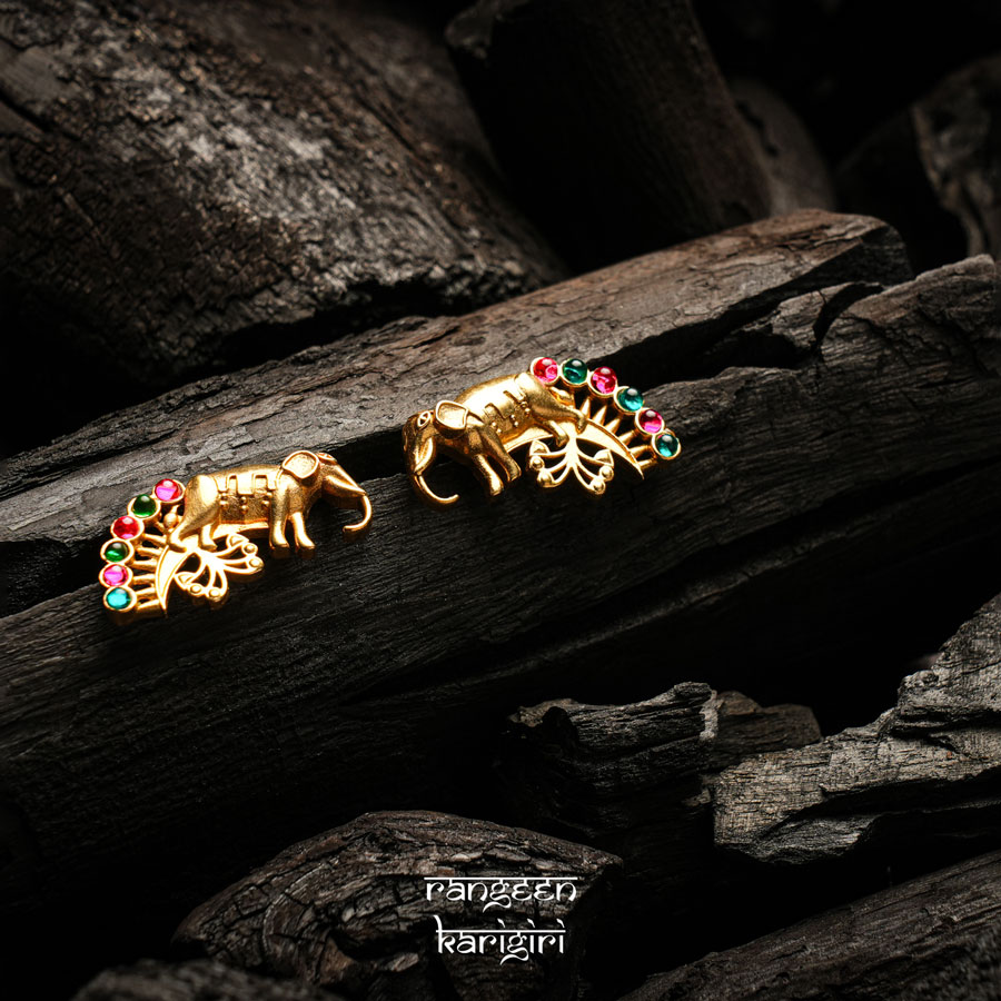 Elephant Oxidised Stud Earrings OE-03 Elephant Oxidised Stud Earrings OE-03, Women Oxidised Earrings