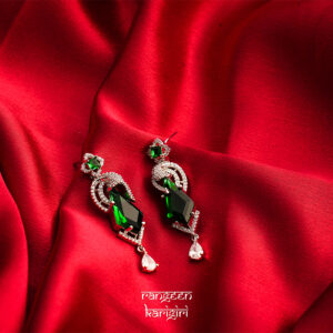 Emerald American Diamond Earrings AE-18, Women American Diamond Earrings