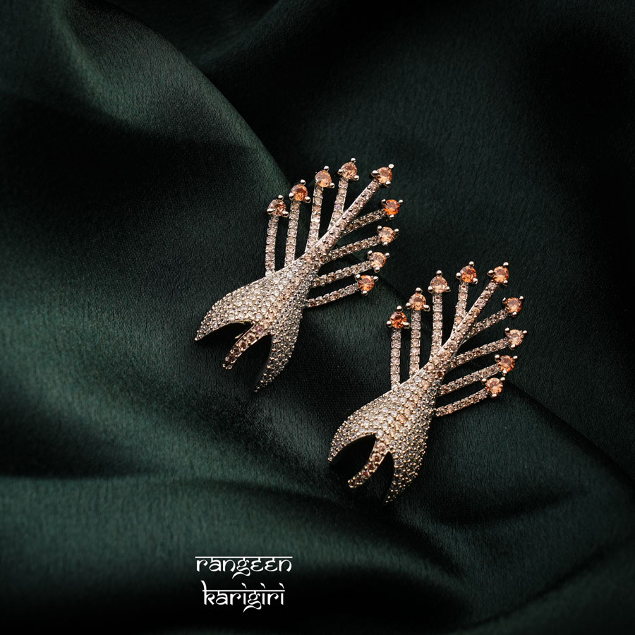 Feather Spark American Diamond Earrings AE-05CO Feather Spark American Diamond Earrings, Women American Diamond Earrings