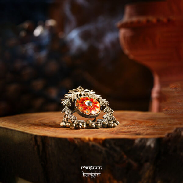 Floral Oxidised Ring RO-04R, Women oxidised ring
