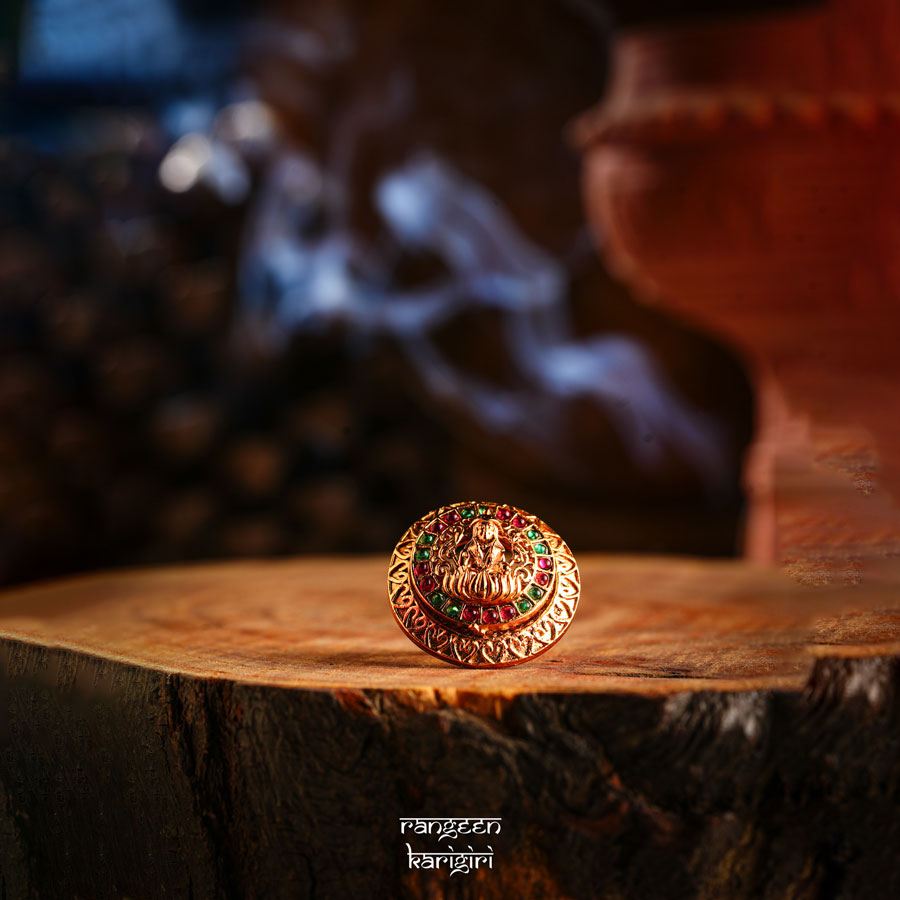 Goddess Lakshmi Temple Ring RT-02PG, Women Temple Ring