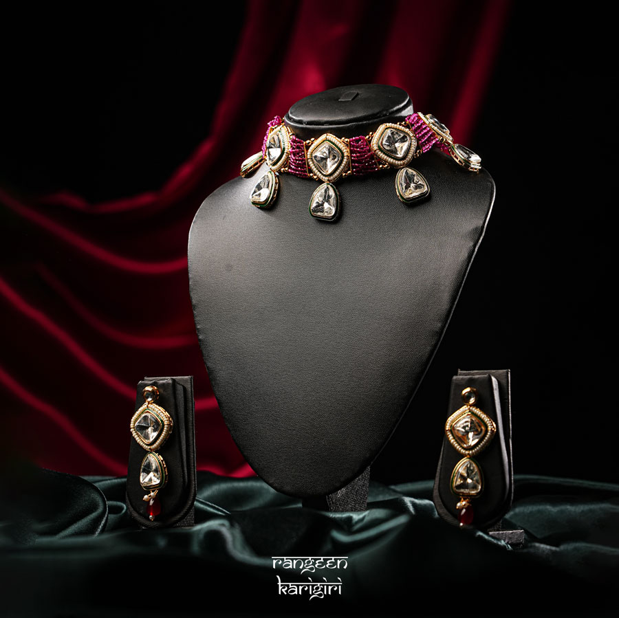 Gulabi Kundan Choker Set NK-24 Gulabi Kundan Choker Set NK-24, Women kundan choker set