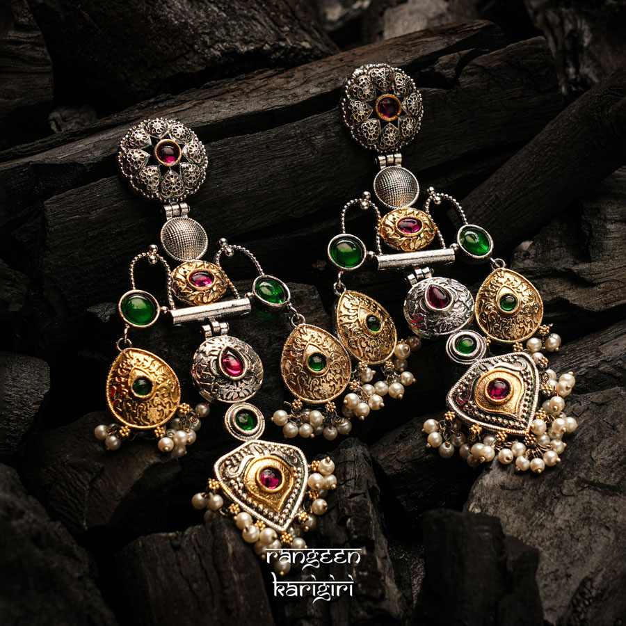 Heer Rani Fusion Earrings FE-02PG Heer Rani Fusion Earrings FE-02PG, Women Fusion Earrings