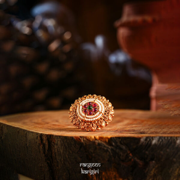 Kundali Leaf Kundan Ring RK-07, Women kundan ring