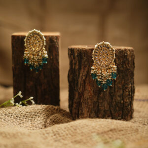 Kundan Drop Earrings KE-09G, Women Kundan Earrings