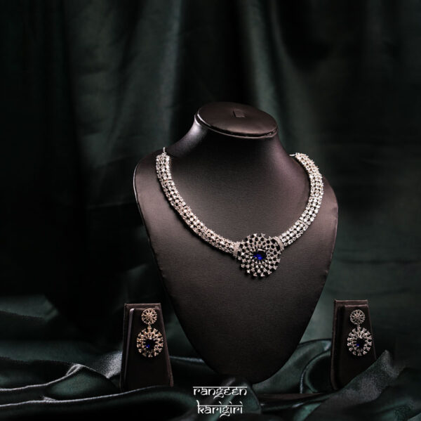 Lunara Bloom American Diamond Necklace Set NAD-19B, AMmerican Diamond Necklace Set