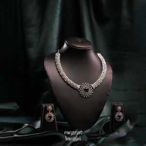 Lunara Bloom American Diamond Necklace Set NAD-19PU, American Diamond Necklace Set