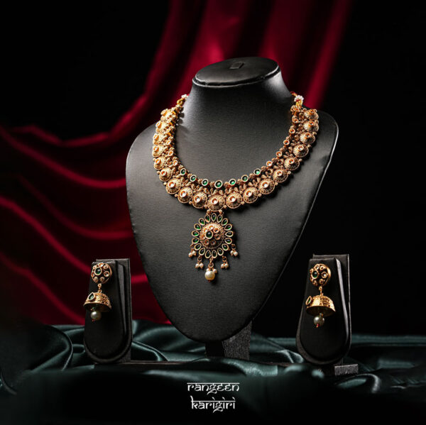 Maharani Muse Kundan Necklace Set NK-08G, Kundan Necklace Set