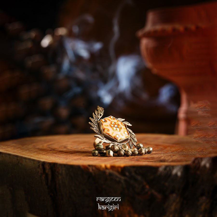 Meenakari Oxidised Ring RO-02PE Meenakari Oxidised Ring RO-02PE, women oxidised ring