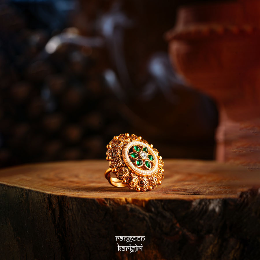 Nazaakat Kundan Ring RK-04G Nazaakat Kundan Ring RK-04G, Women kundan ring