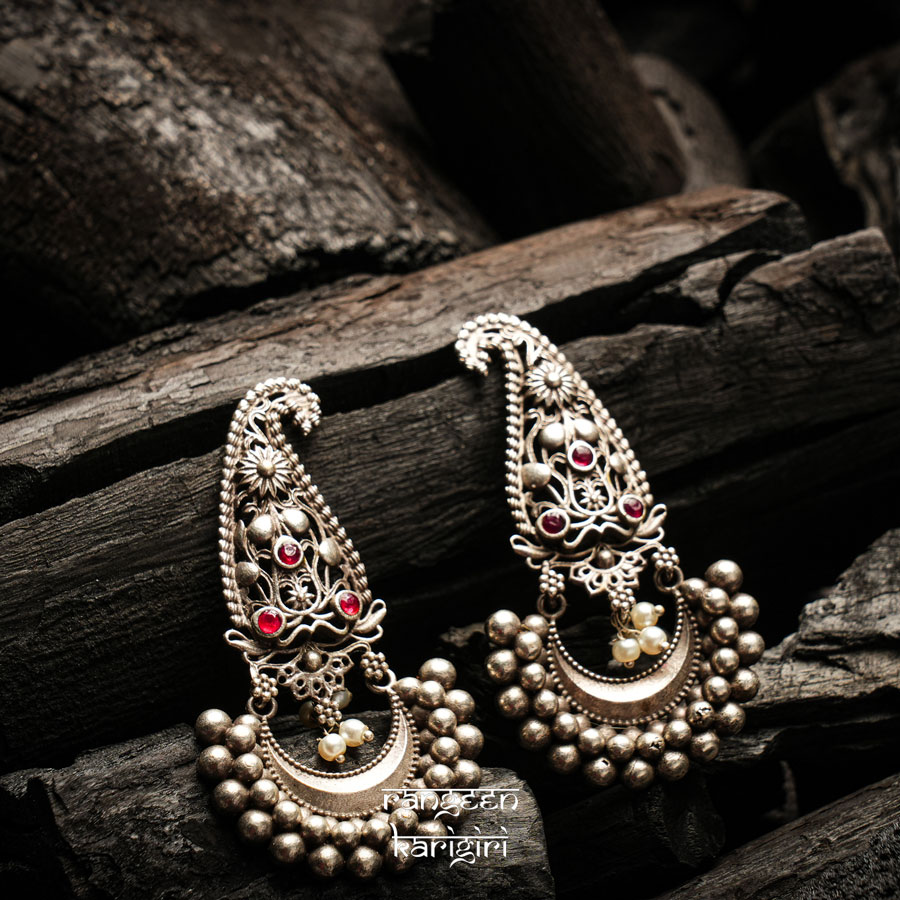 Chandrika Oxidised Earrings OE-10RU Chandrika Oxidised Earrings OE-10RU, Women Oxidised Earrings