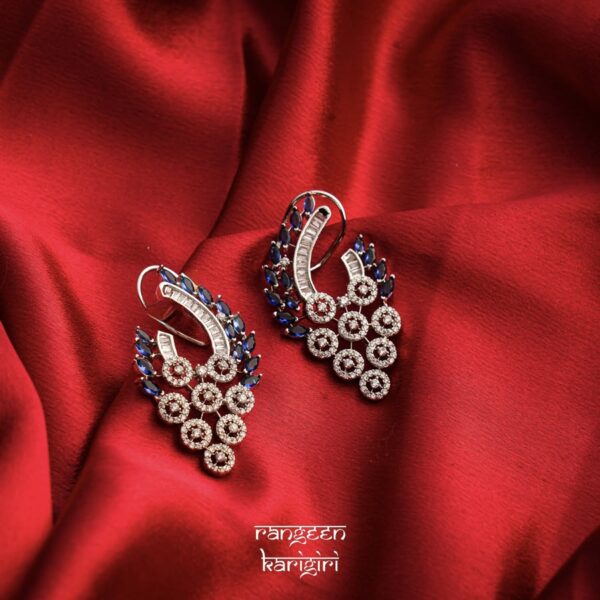 Peacock Feather American Diamond Earrings AE-13B, Women American Diamond Earrings