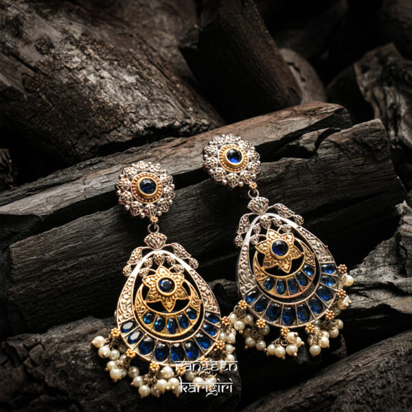 Pearl Chandbali Fusion Earrings FE-10B, Women Fusion Earrings