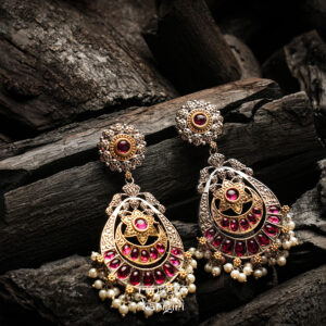 Pearl Chandbali Fusion Earrings FE-10P, Women Fusion Earrings