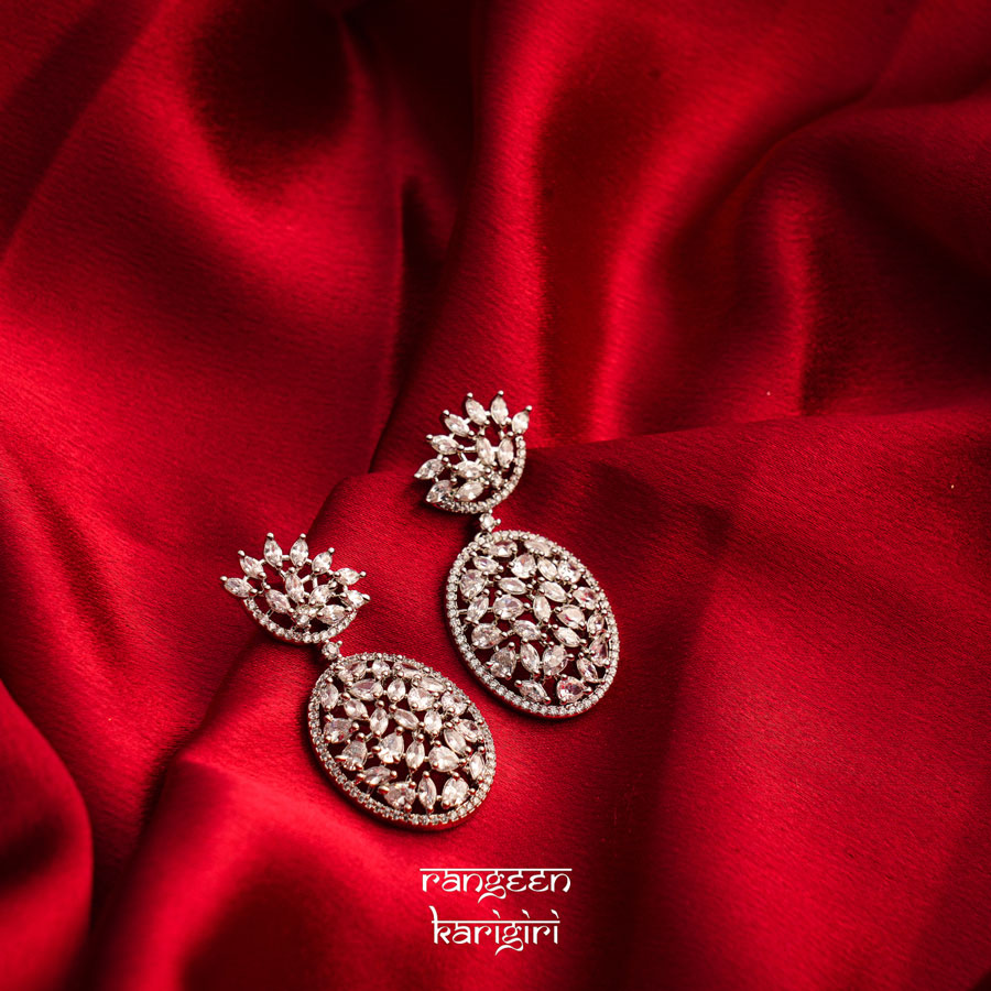 Pineapple American Diamond Earrings AE-20W, Women American Diamond Earrings