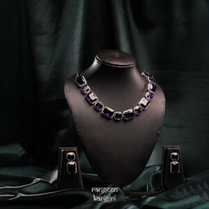 Purple Orchid Amercian Diamond Necklace Set NAD-09PU, American Diamond Necklace Set