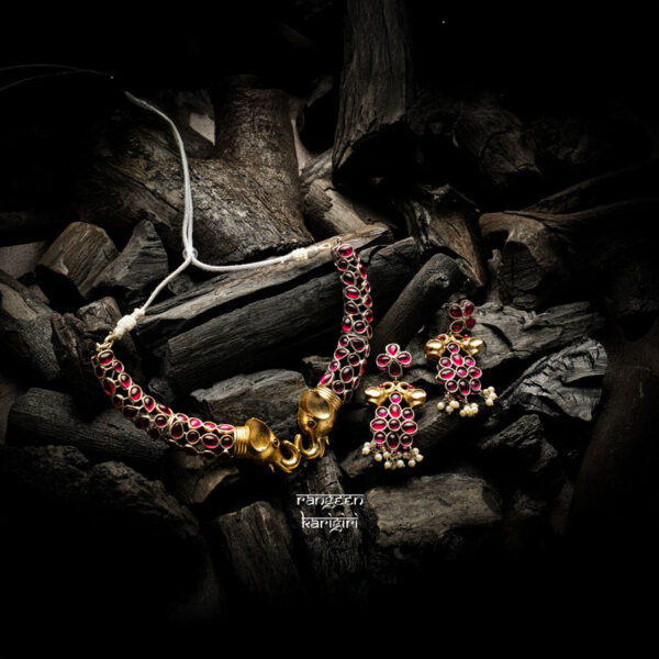 Queen Elephant Oxidised Necklace Set NO-04P, Oxidised Necklace Set