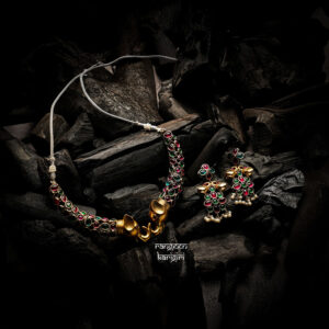 Queen Elephant Oxidised Necklace Set NO-04RG, Oxidised necklace set