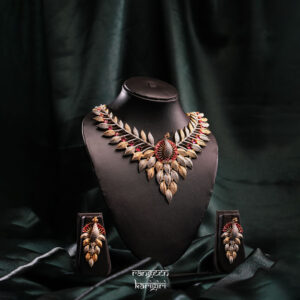 Rajnitha Peacock American Necklace Set NAD-18, American Diamond Necklace Set