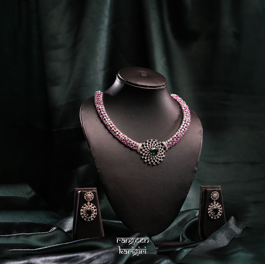 Rangvela American Diamond Necklace Set NAD-11, American Diamond Necklace set
