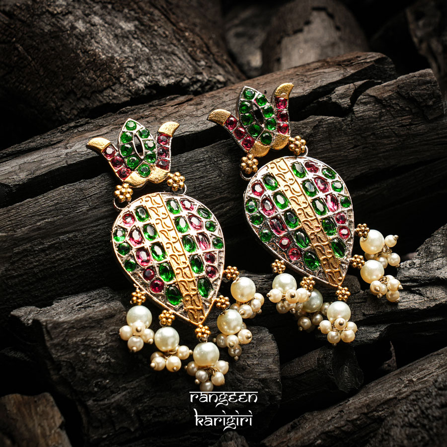 Ratna Phool Fusion Earrings FE-07PG, Women Fusion Earrings