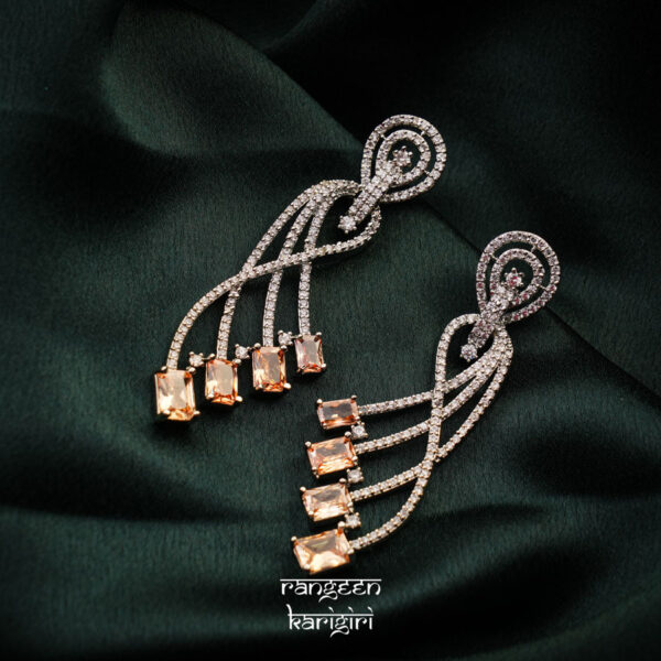 Ravishing Ribbons American Diamond Earrings AE-11CO, Women American Diamond Earrings