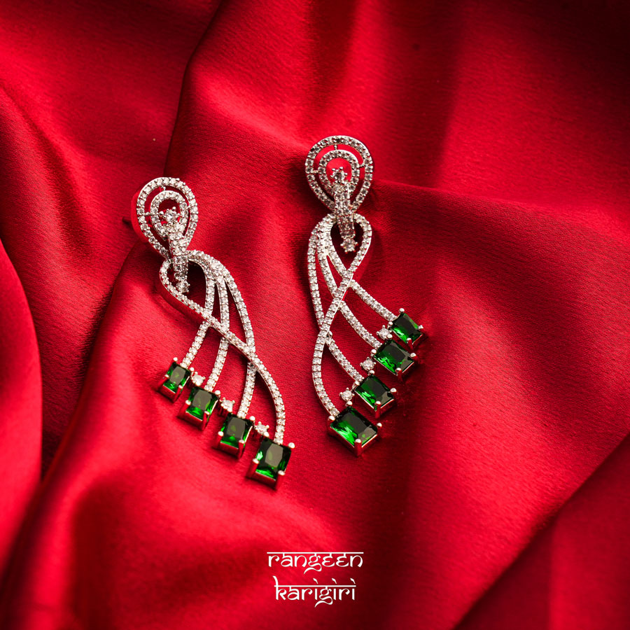 Ravishing Ribbons American Diamond Earrings AE-11G Ravishing Ribbons American Diamond Earrings AE-11G, Women American Diamond Earrings