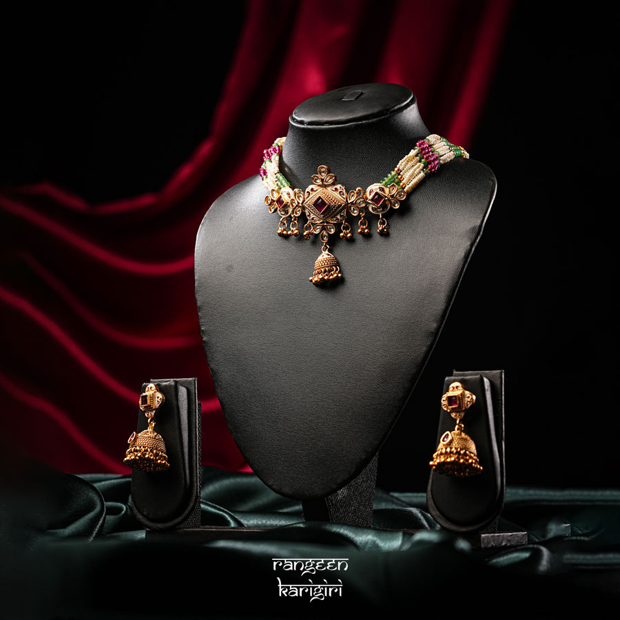 Ruhani Kundan Choker Set NK-10, Kundan Choker Set