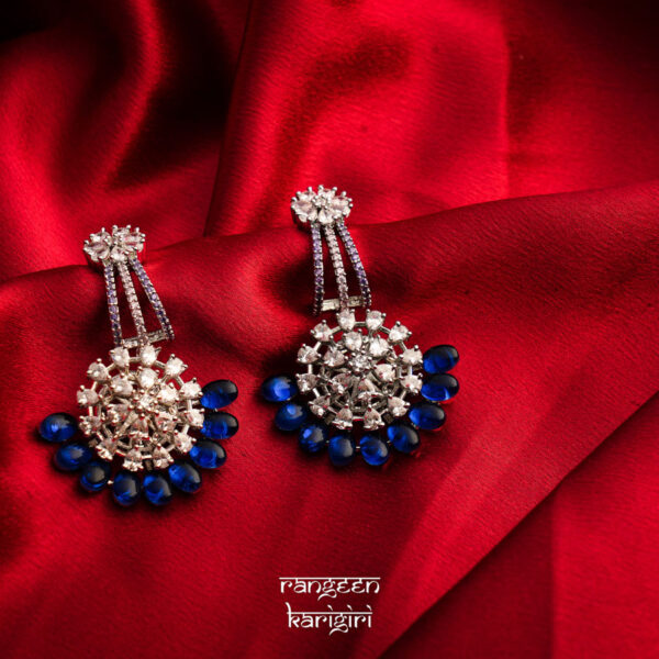 Semi Flower American Diamond Earrings