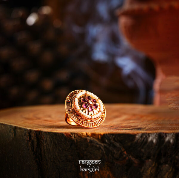 Shehzadi Shine Kundan Ring RK-08P, Women Kundan Ring