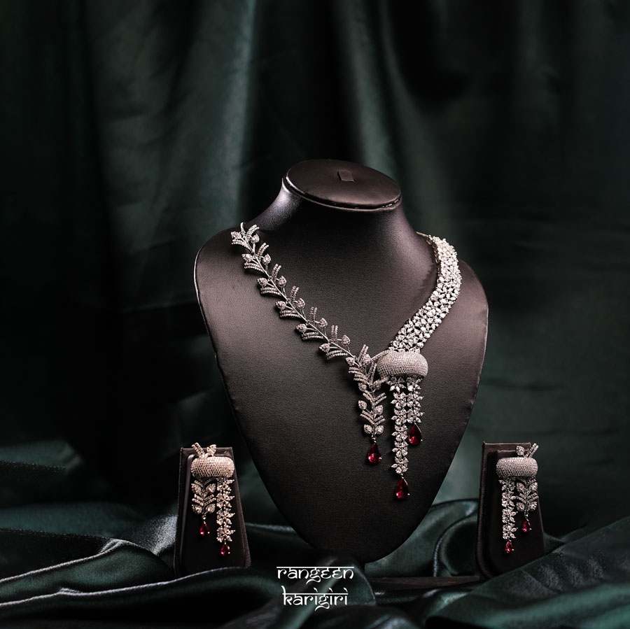 Shringarika American Diamond Necklace Set NAD-07P Shringarika American Diamond Necklace Set NAD-07P, American Diamond Necklace Set