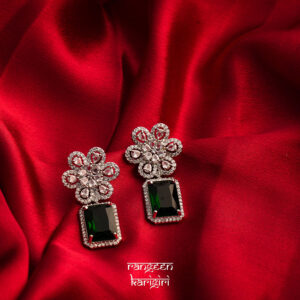 Square American Diamond Earrings AE-12G, Women American Diamond Earrings