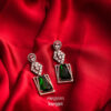 Square Hanging American Diamond Earrings AE-21G, Women American Diamond Earrings