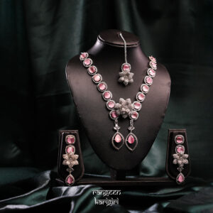 Stardust Bloom American Diamond Necklace Set NAD-14LP, American Diamond Necklace Set