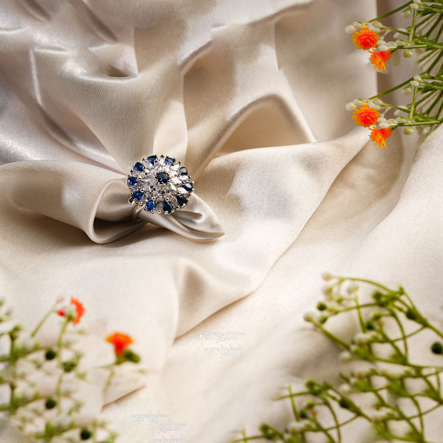 Starlit Bloom American Diamond Ring RAD-08, women american diamond ring