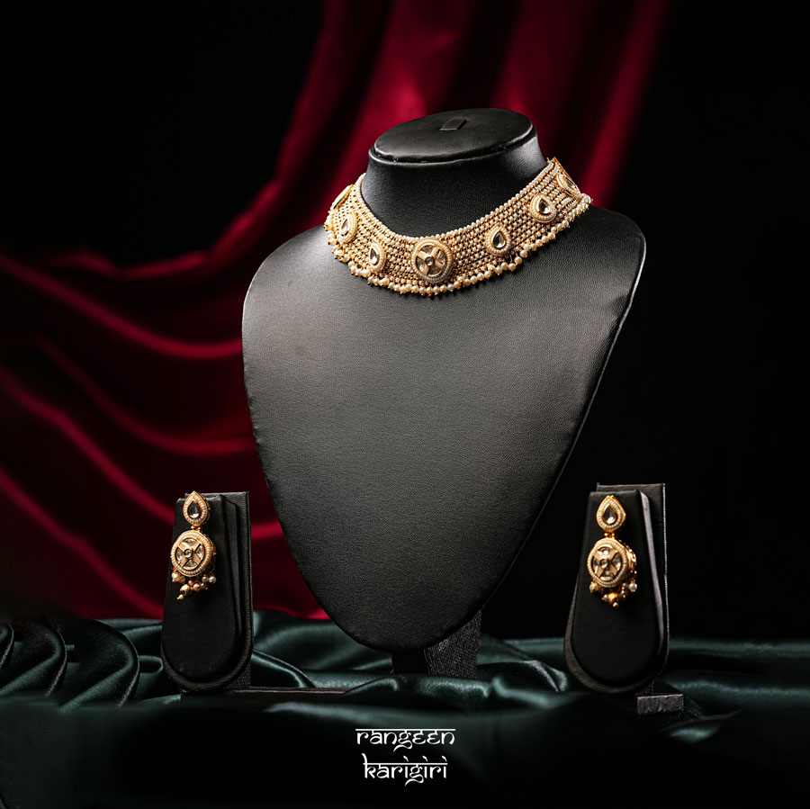 Sunahara Kundan Choker Set NK-17, Women Kundan Choker Set