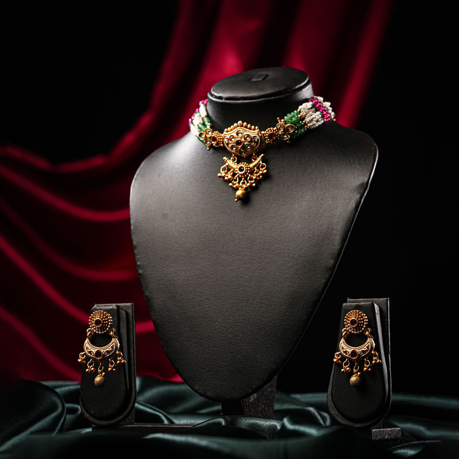 Swaarnika Kundan Choker Set NK-22, Women Kundan Choker Set
