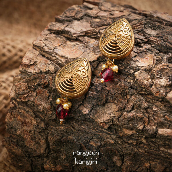 Tear Drop Oxidised Stud Earrings OE-8RU, Women Oxidised Earrings